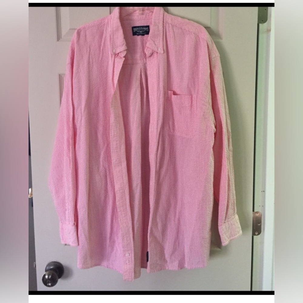 Steve & Barry's Pink Striped Relaxed Fit Shirt